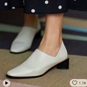 Women's Leather Cream Heel Shoes Size 6